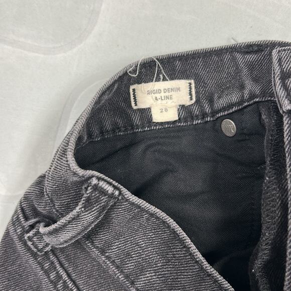Madewell Rigid Denim A-Line Mini Skirt Lunar Wash Black Cutout Edition Size 28 - Picture 7 of 7
